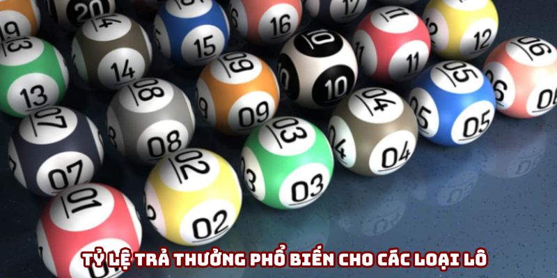 Tỷ lệ trả thưởng phổ biến cho các loại lô Tỷ lệ trả thưởng phổ biến cho các loại lô